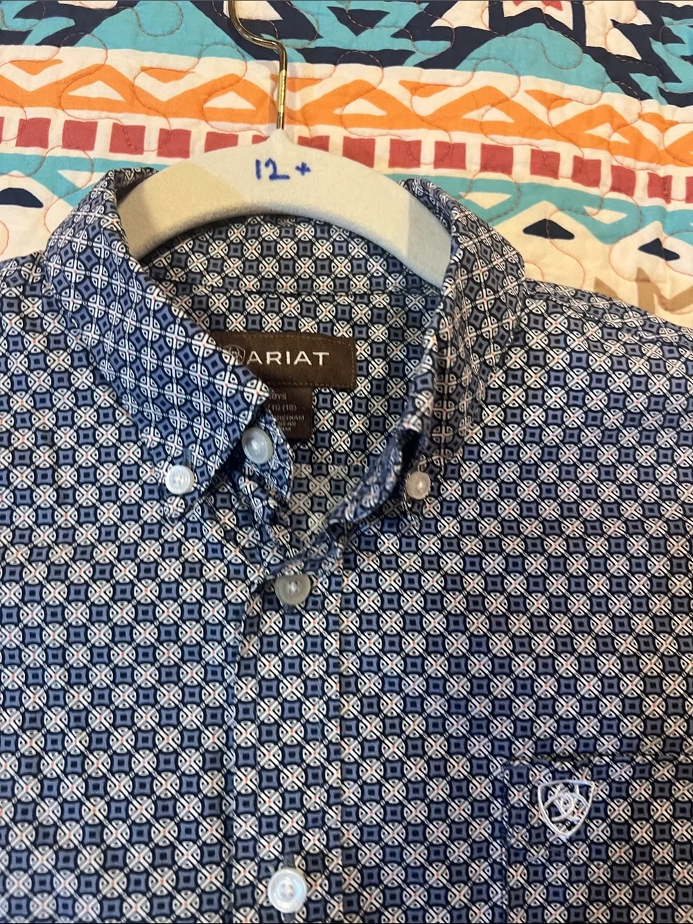 Ariat Men's Navy Geo Button-Down Shirt
